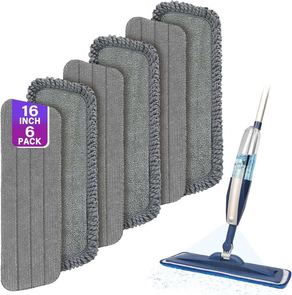 16.5" Microfiber Mop Pads Refills, 6 Pack Reusable Replacement Heads