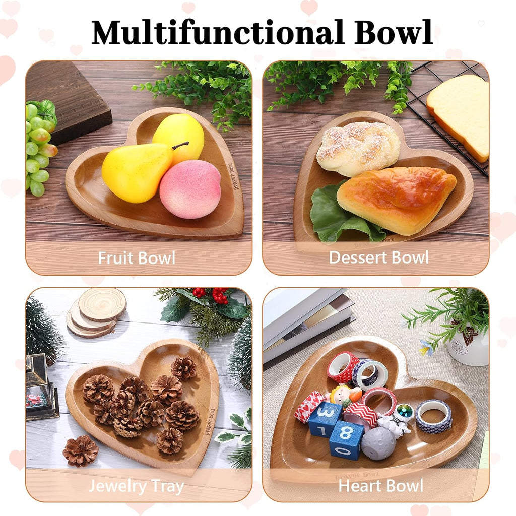 Prayer Bowl Wooden, Decorative Heart Shaped Bowl with Prayer Cards for Women, Christian Gifts for Women, Decorative Dough Bowls for Home Decor, Mothers Day Religious Gifts for Mom (Wood)