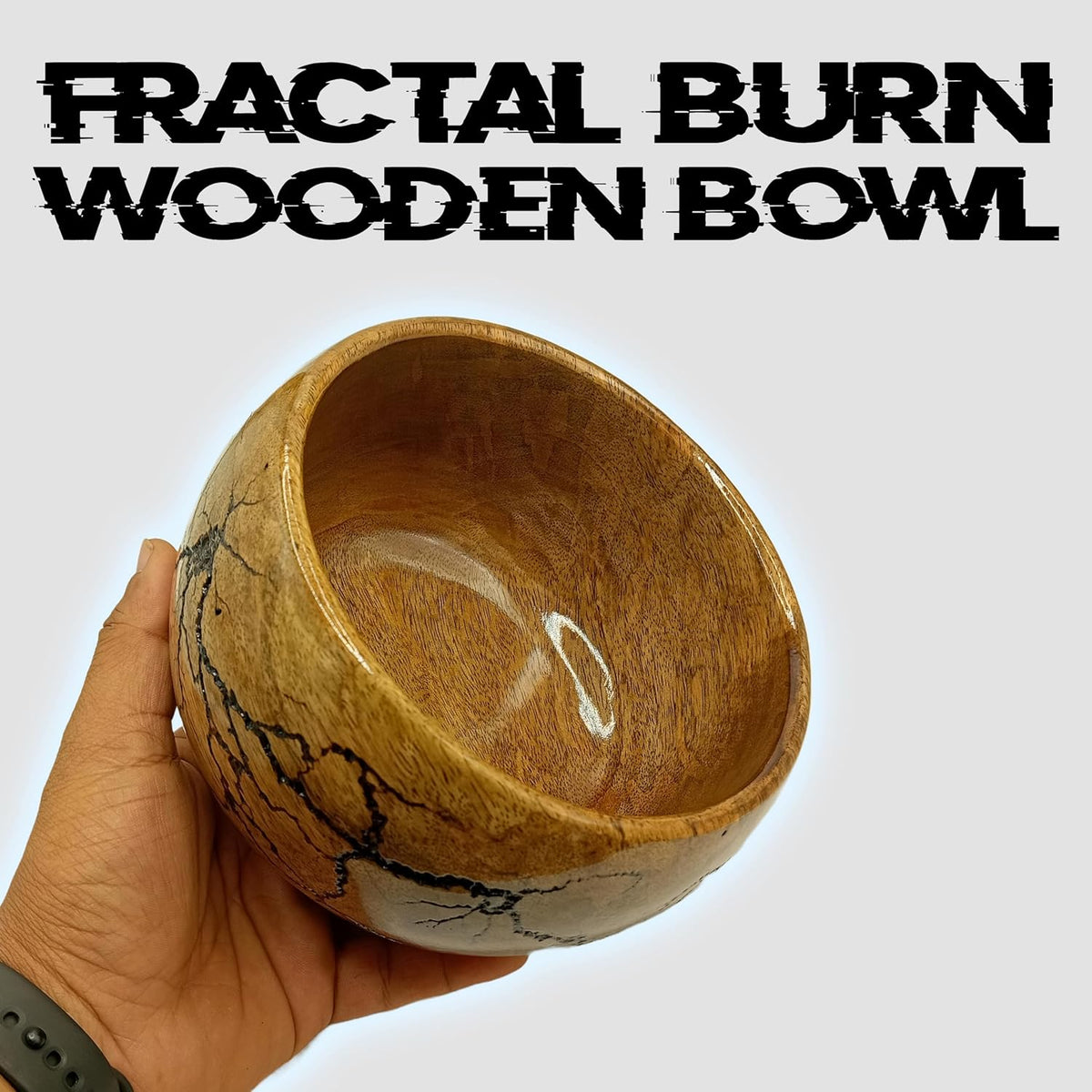 Fractal Burn Wood Bowl - Decorative Mango Wood Bowl for Kitchen, Dining, Entryway, Desk, and Holding Keys, Cuff Links, Coins