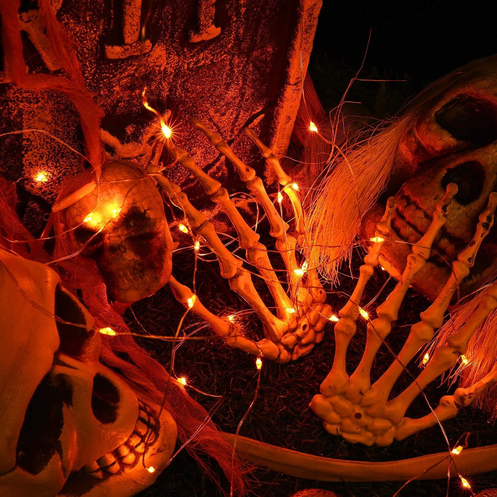 Brizled Halloween Lights Orange, 20 LED Indoor Battery Fairy Lights 12 Pack