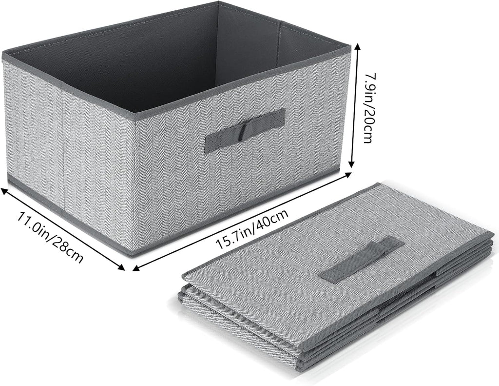 DAYARD Fabric Bins [3-Pack], Foldable Cube Baskets Storage Boxes for Shelves, Closet, Bookshelf, Nursery Organizer Containers, 16 x 11 x 8 inch Grey…