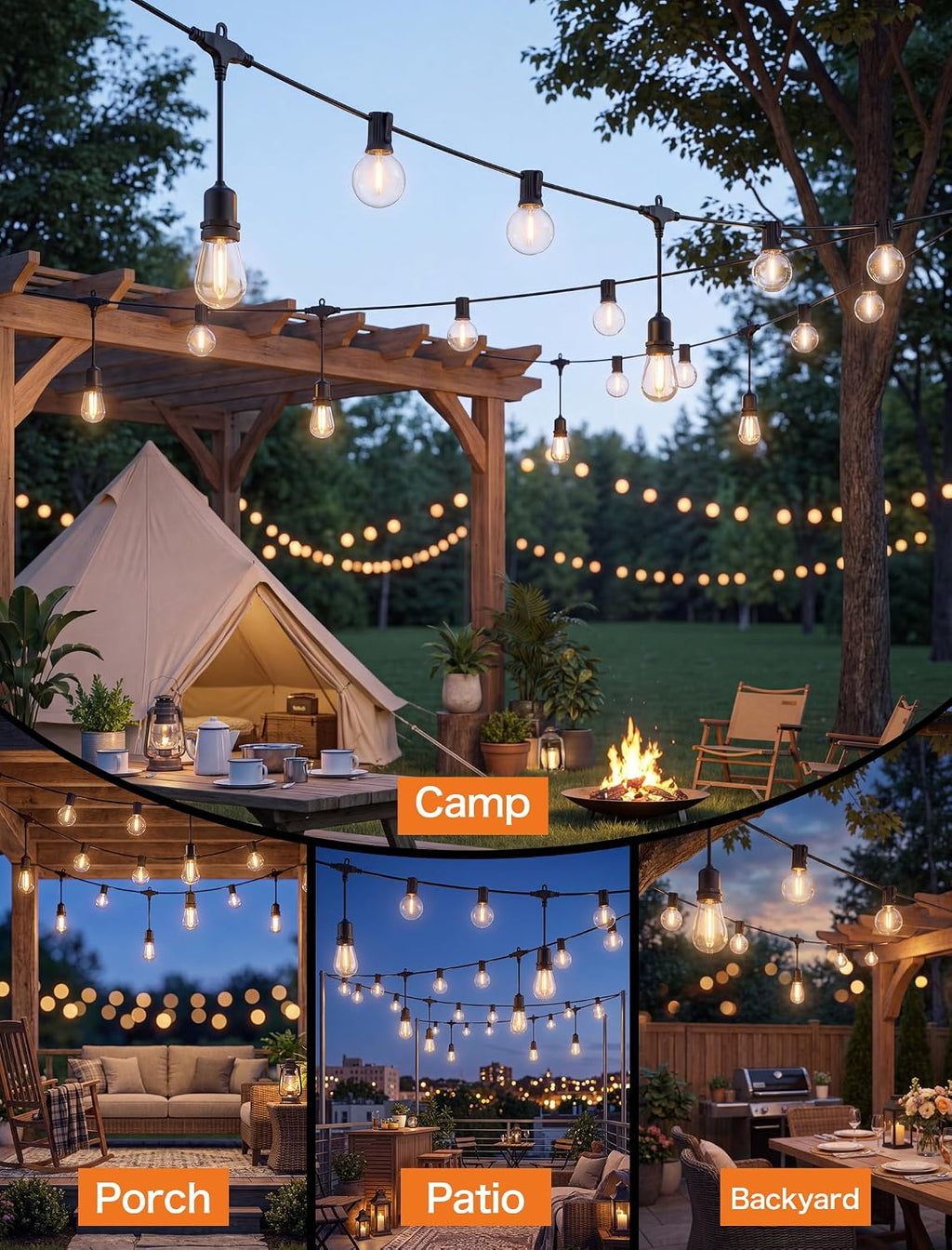 Outdoor String Lights, 42FT 19 G40 S14 LED Waterproof Patio Lights
