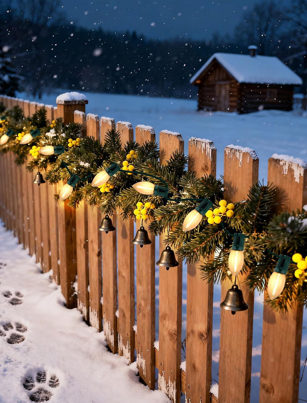 C9 Christmas Lights Outdoor 25FT - Commercial Grade LED String Lights with 25 Warm White Bulbs, UL Certified, Waterproof & Connectable for Xmas, Holiday, Yard, Roofline Decor (Green Wire)