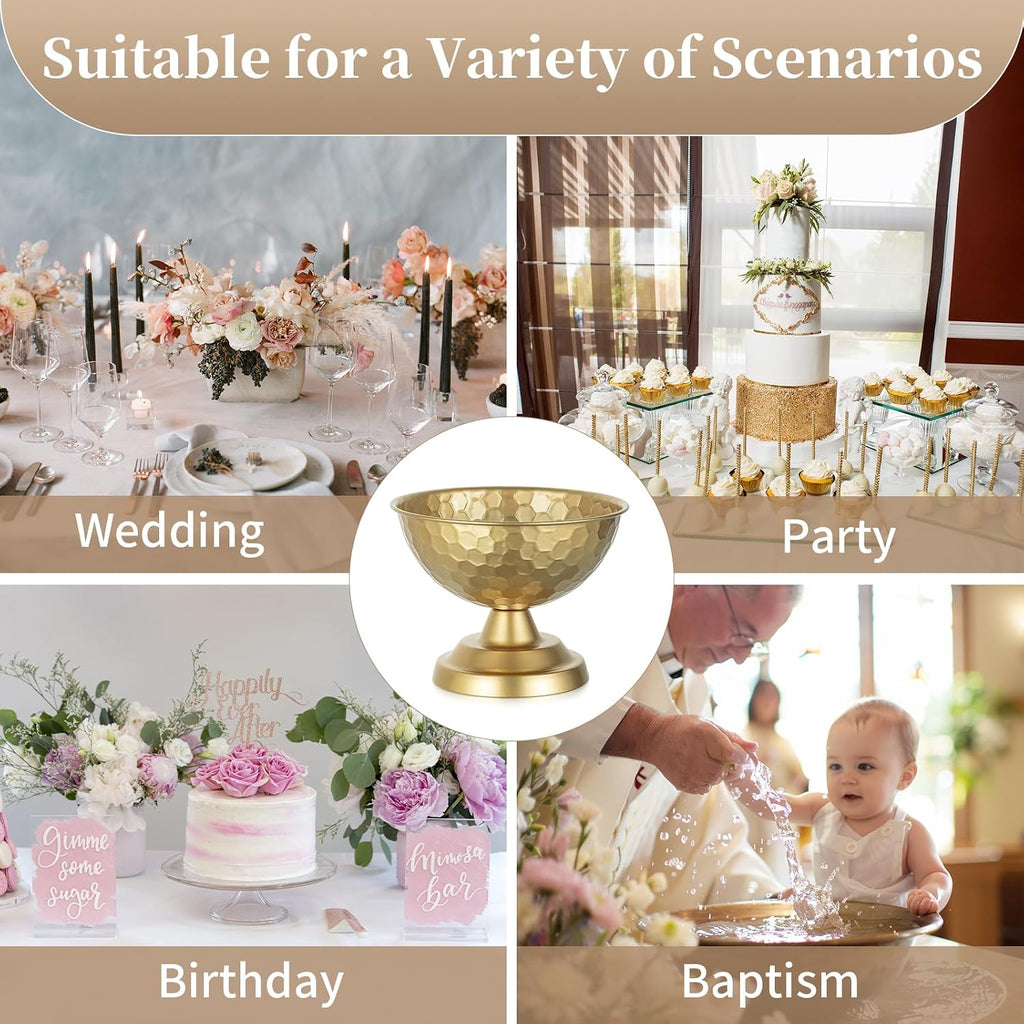 Sziqiqi Gold Urn Vase Wedding Centrepiece, Honeycomb Compote Vases, 2Pcs
