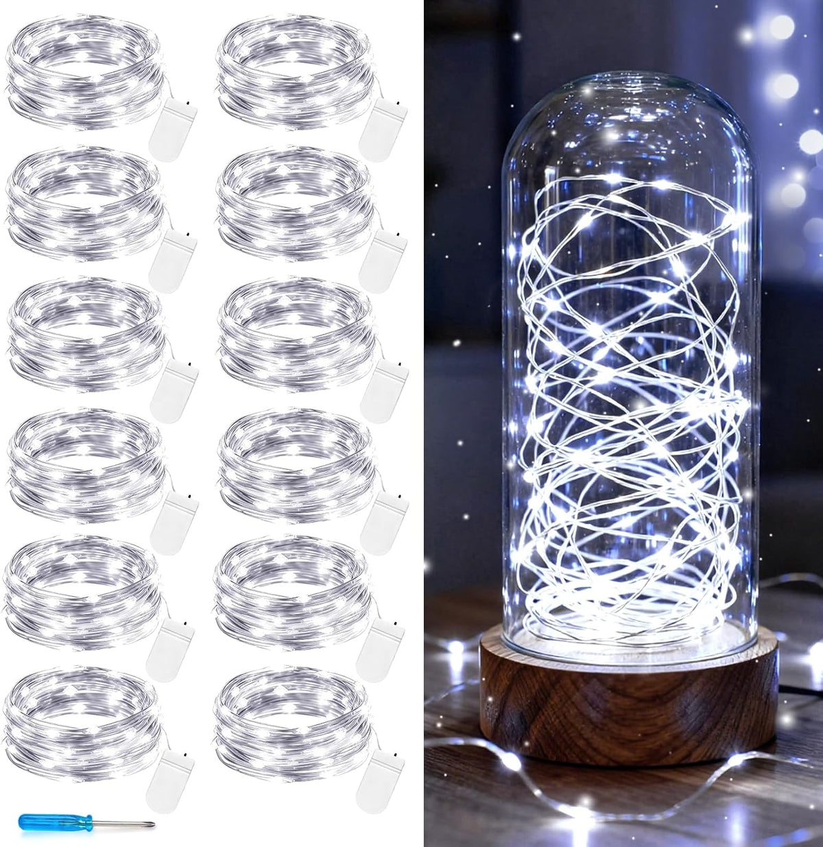 VOOKRY 12 Pack Fairy Lights Battery Operated, 10 ft 30 LEDs String Lights