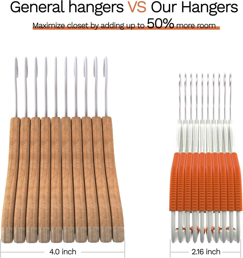 20 Pack Heavy Duty Plastic Hangers, Non Slip Clothes Hangers with Rubber Pads and 360° Hook - Thin Space Saving Hanger, Closet Organizer for Shirt, Pants, Suit, Skirt, Coat - Orange