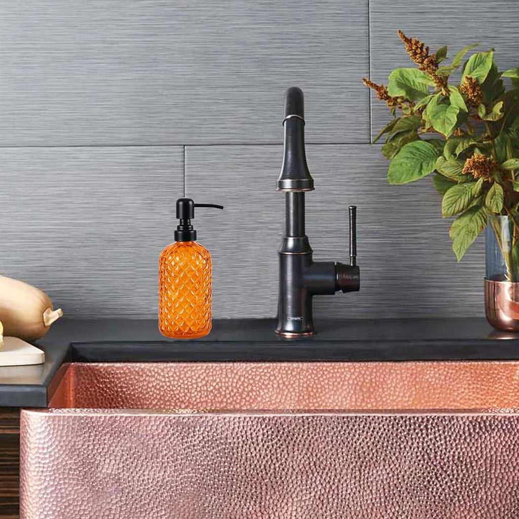 12Oz Glass Soap Dispenser with Black Rustproof Stainless-Steel Pump