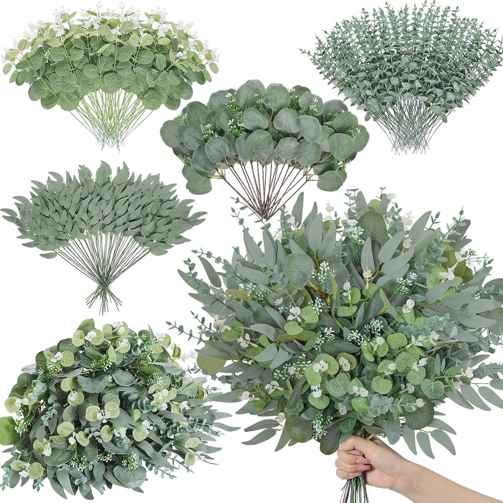 Serwalin 200PCS Mixed Eucalyptus Stems, Greenery Stems for Centerpieces