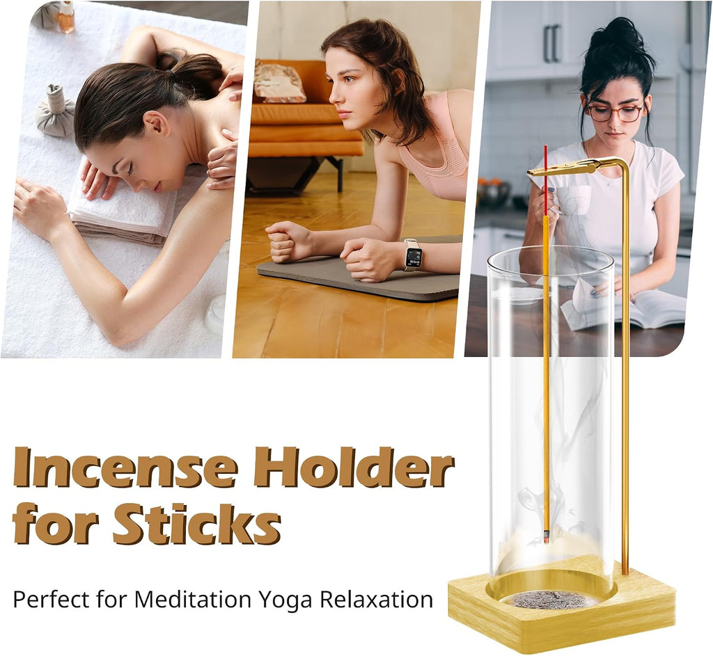 HzTinT Incense Holder for Sticks, Anti-Ash Flying Wooden Incense Burner