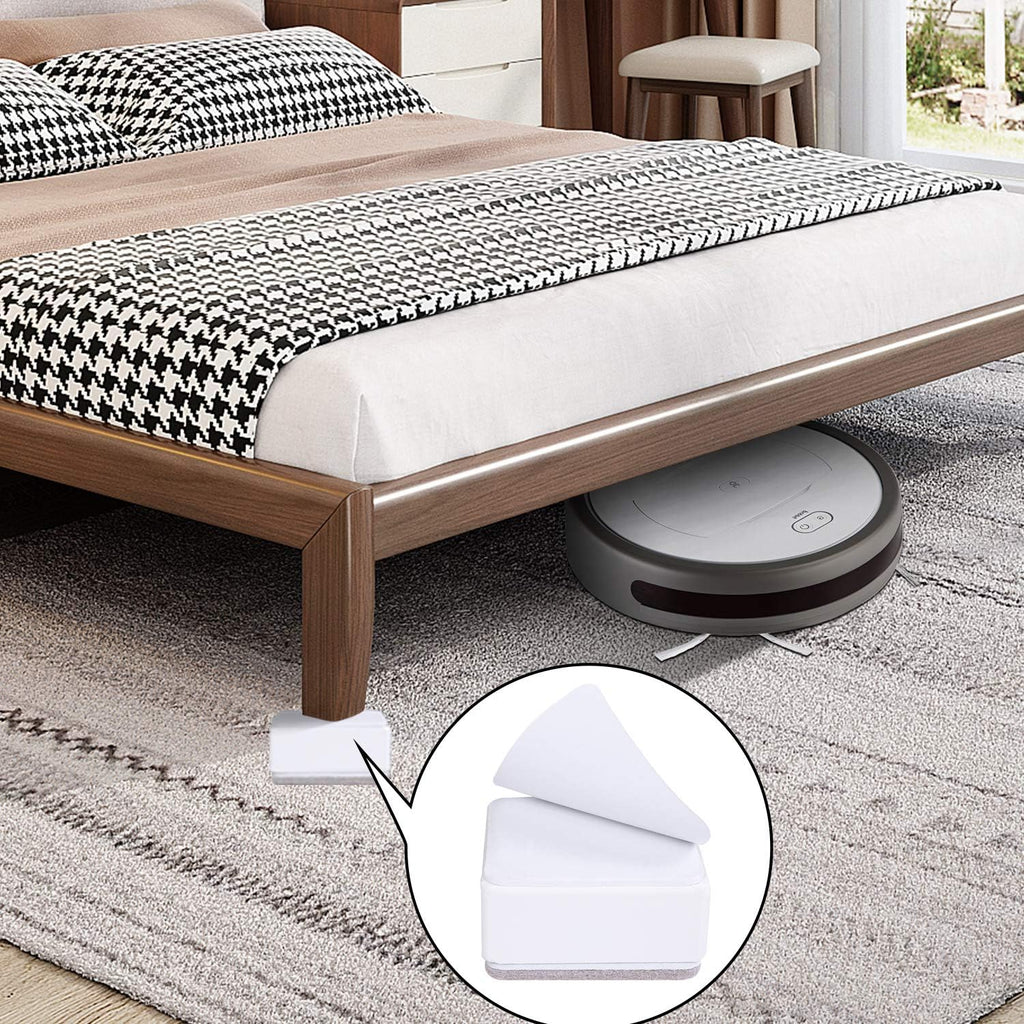 Ezprotekt 1.2 Inch Bed and Furniture Risers, Heavy Duty Square Sofa Tables Couch Chair Risers, Width 2.4"-Adds 1.2" Height, Supports 20,000 lbs, Protect Carpet & Floors from Scratches (4 Pack, White)