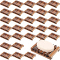 Skylety 30 Pieces Wooden Shower Soap Dish Bulk Soap Holder, Brown Color