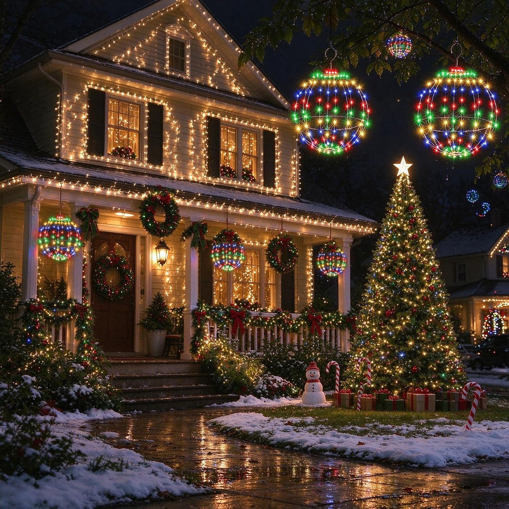 Joomer Solar Christmas Ball Lights, 13in & 11in Foldable Sphere Lights