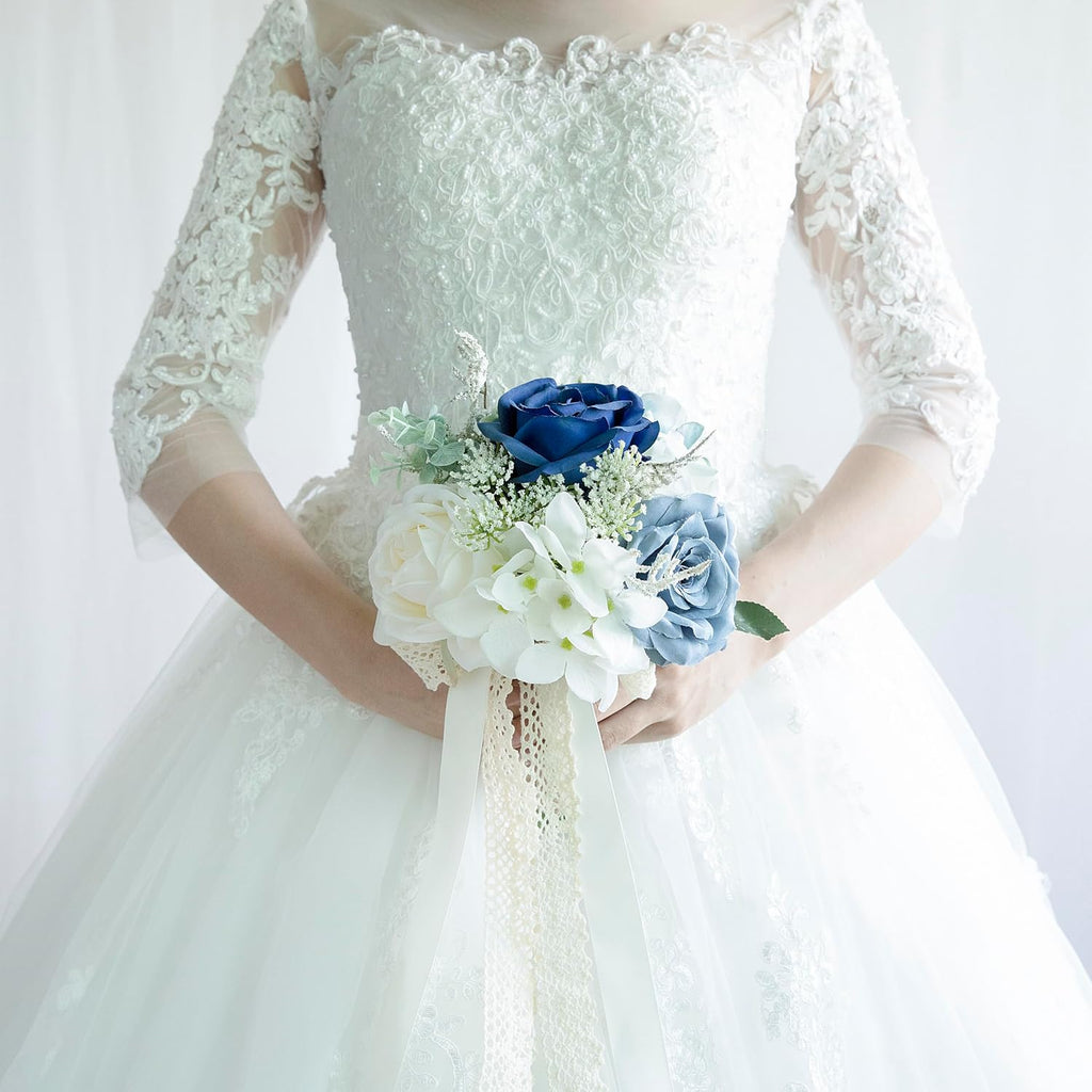 Dusty Blue Wedding Bouquets for Bride, Bridesmaid Flower Bouquet