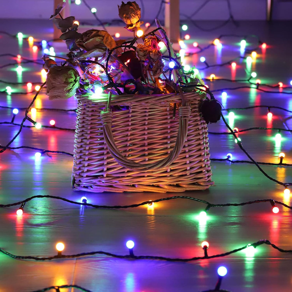 Meteds LED Christmas Lights Outdoor,300LED 105Ft 8 Modes Plug-in Connectable Waterproof Globe String Lights for Outdoor & Indoor Decorations (Multi-Colored)