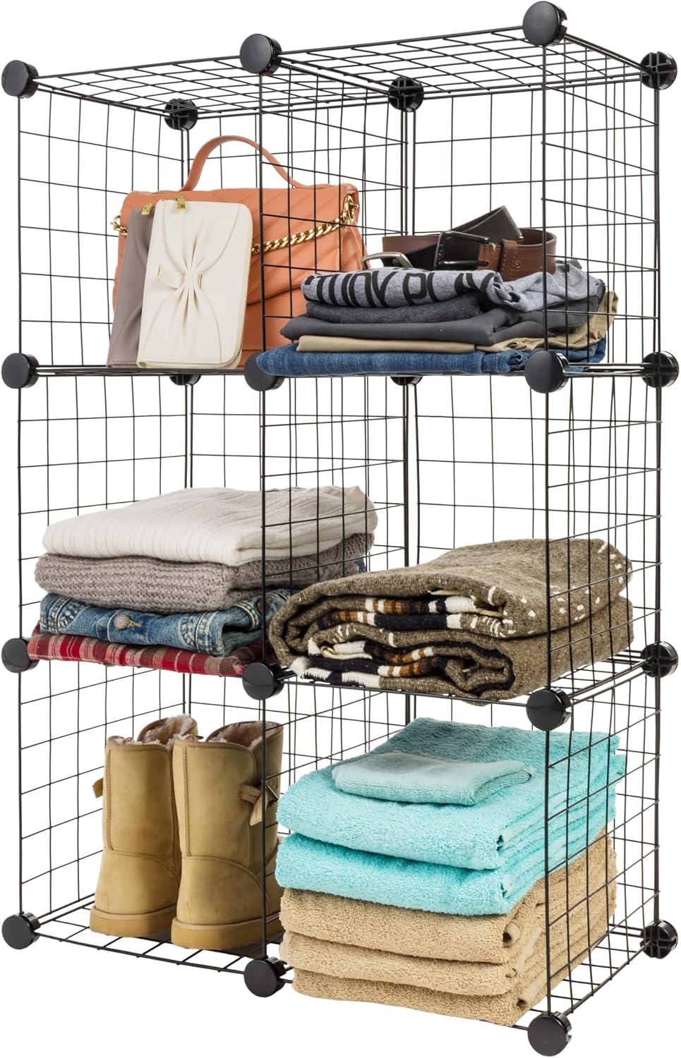 IRIS USA 6-Cube Modular Wire Cube Storage Organizer