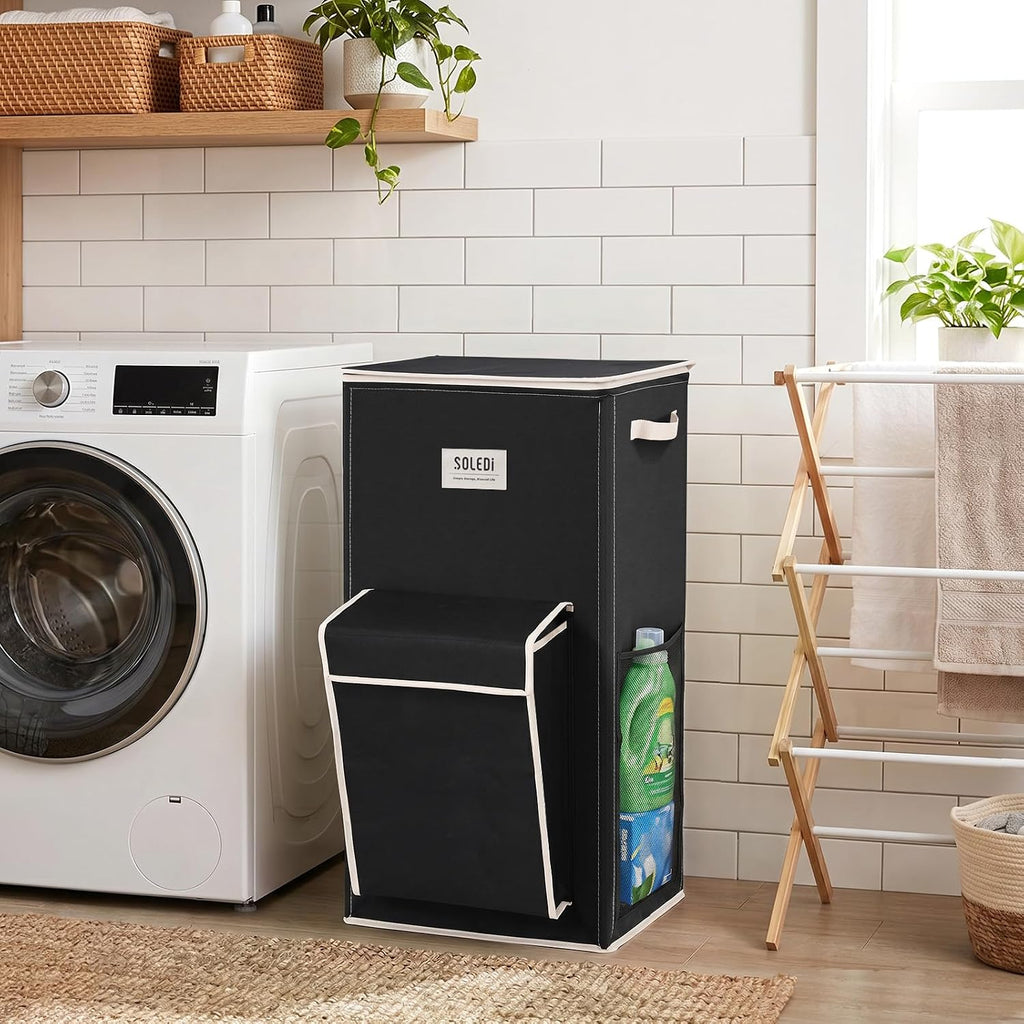 SOLEDI 120L Laundry Hamper with Lid & Delicates Compartment Laundry Basket