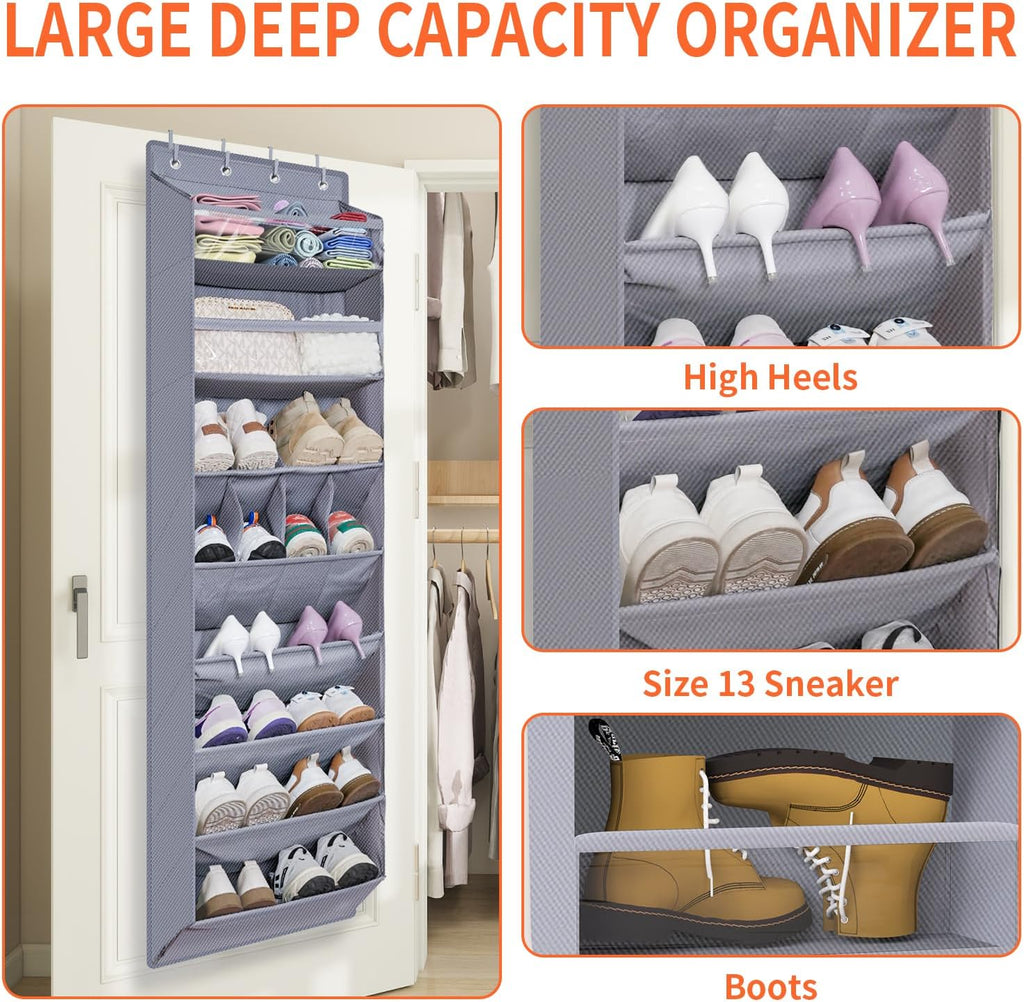 1 Pack Over The Door Shoe Organizer, 8 Shelves Hanging Shoe Organizers,