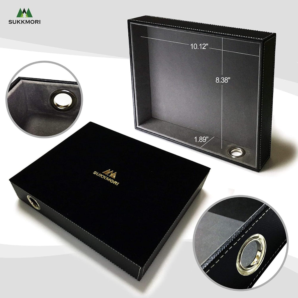 Valet Tray with Charging Station - PU Leather Nightstand Organizer for Men and Women, Desk Catchall Tray for Keys, Jewelry