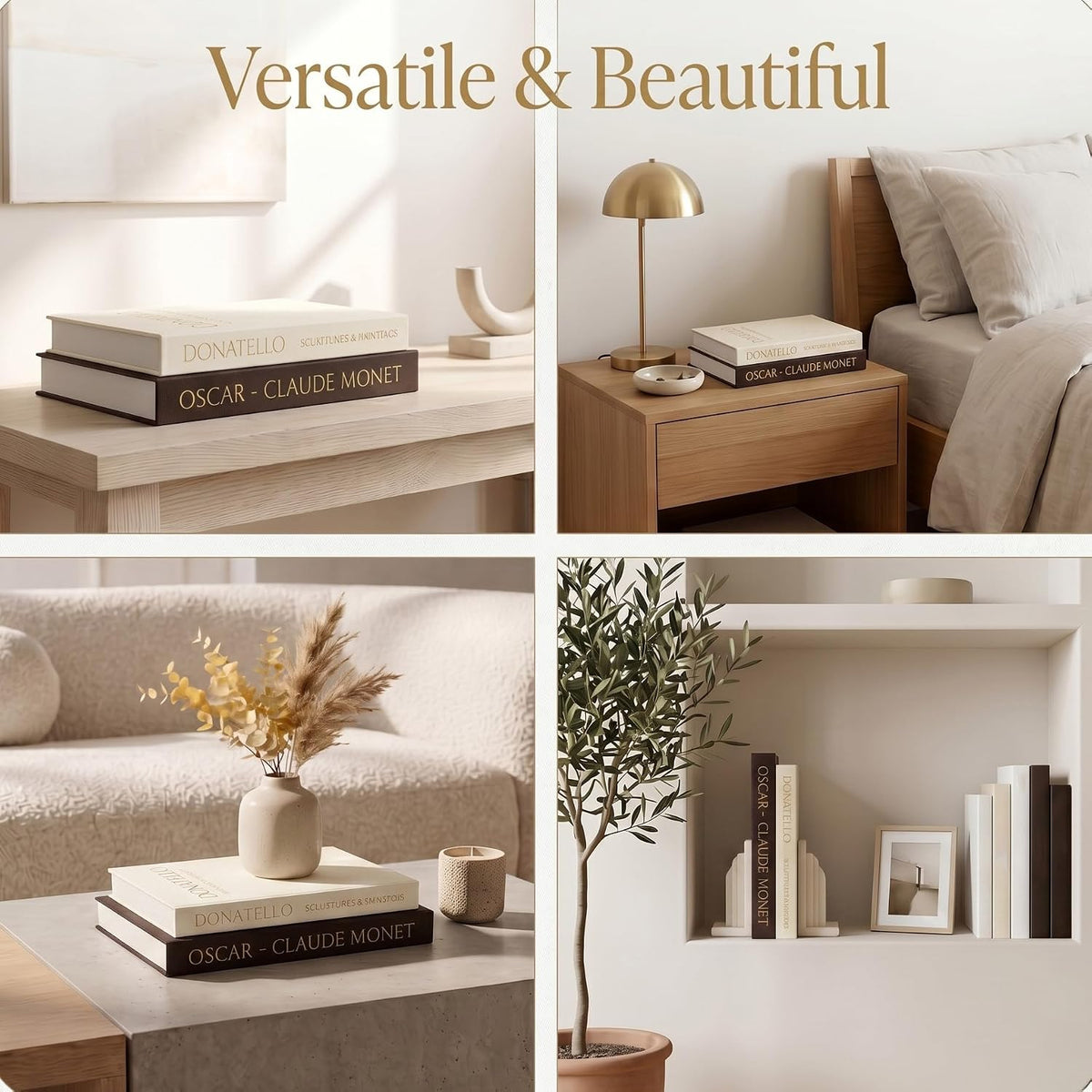 Decorative Faux Books for Home Decor, Set of 2, Black - Beige