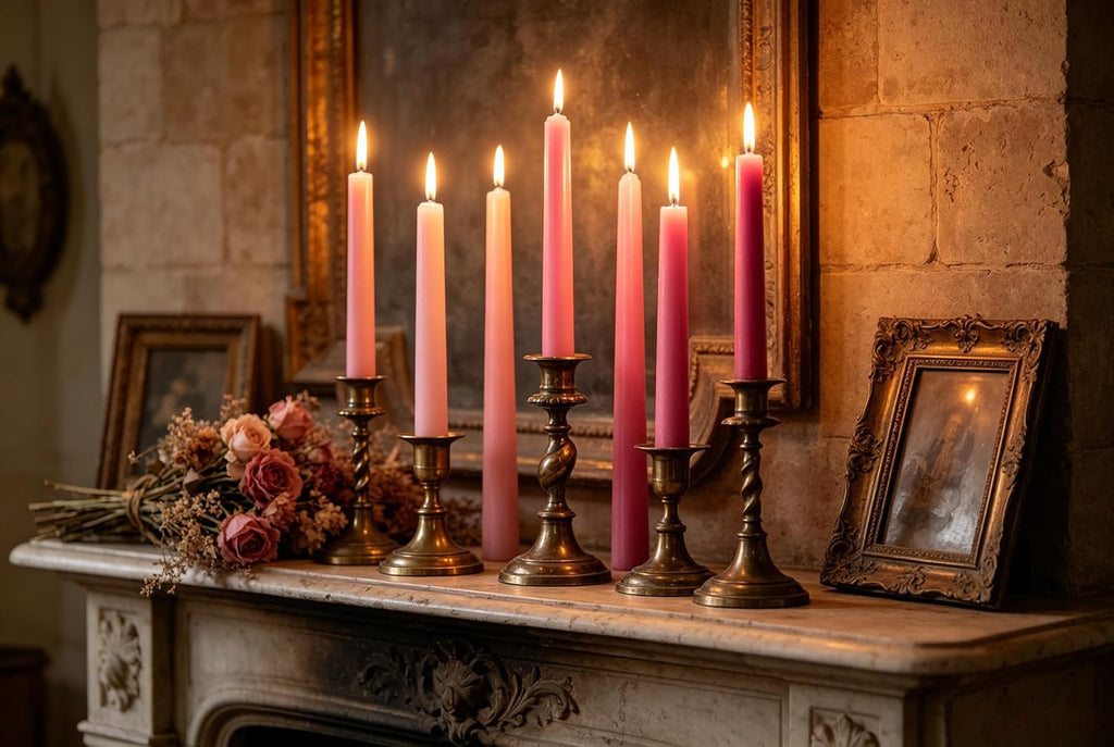 10 Inch Gradient Pink Smooth Taper Candles for Home Decor