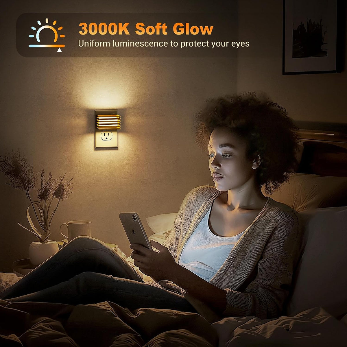 JandCase LED Night Light, Gold Night Lights Plug into Wall Dusk to Dawn