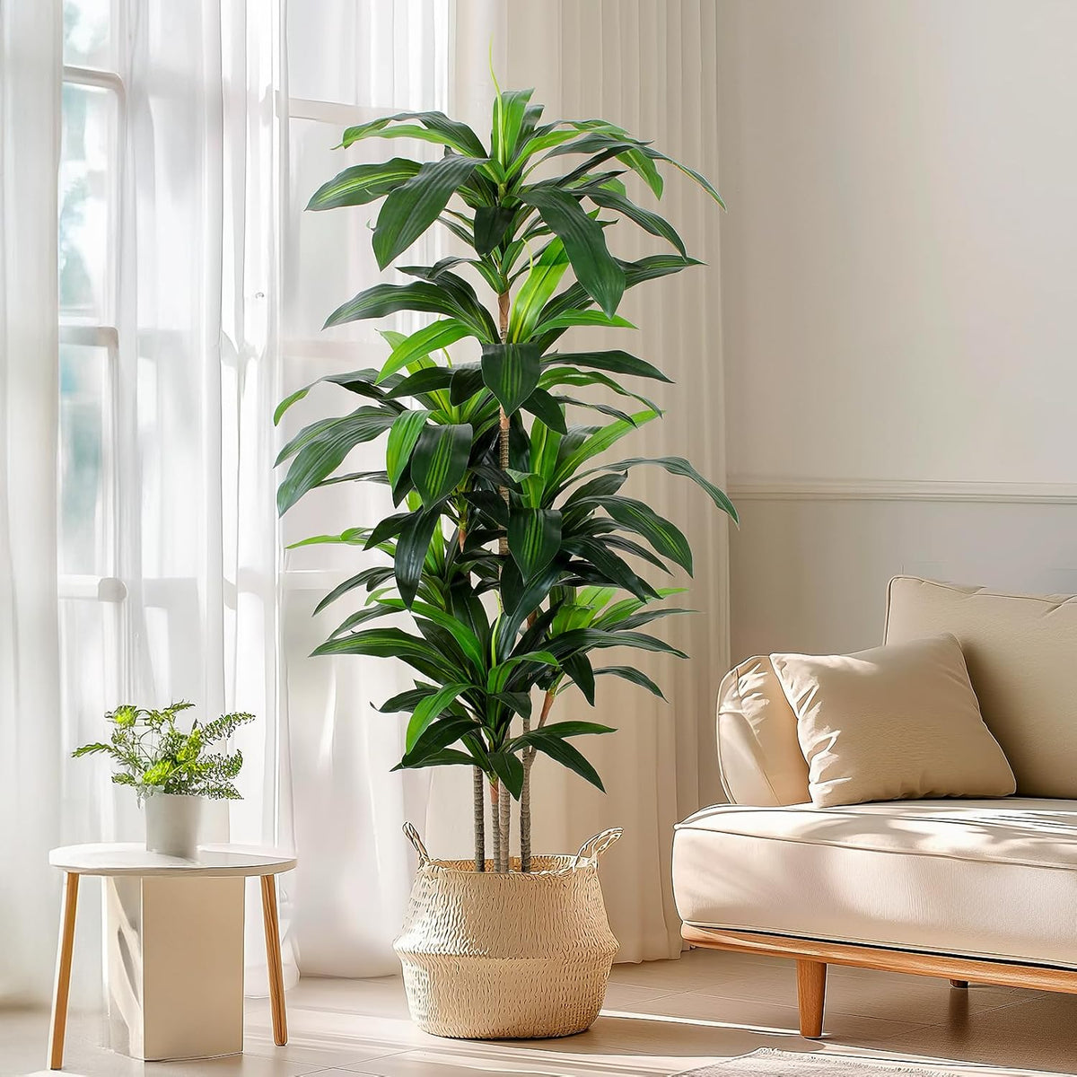 Yepdin 5 FT Dracaena Tree Artificial, Fake Tree with Plastic Pot, Faux Tropical Yucca Floor Plant Lifelike Foliage and Branches, Artificial Plants Indoor for Home Office Living Room Decor Indoor