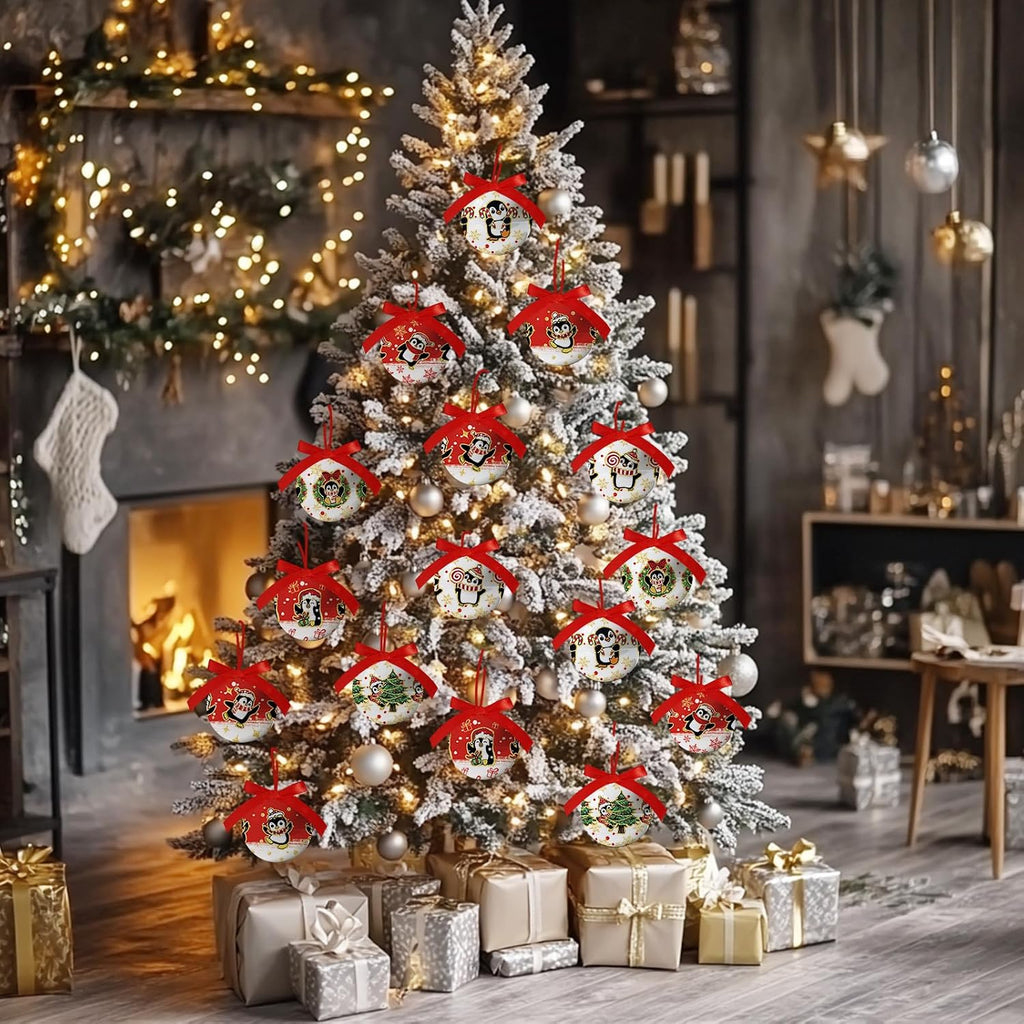 Penguin Christmas Decorations - Penguin Christmas Ornaments Hanging Balls Animal Ornament for Christmas Tree, Cute Decorations Ball 2.36 Inch for Xmas Tree Party Home Holiday，Xmas Gifts Set of 16Pcs