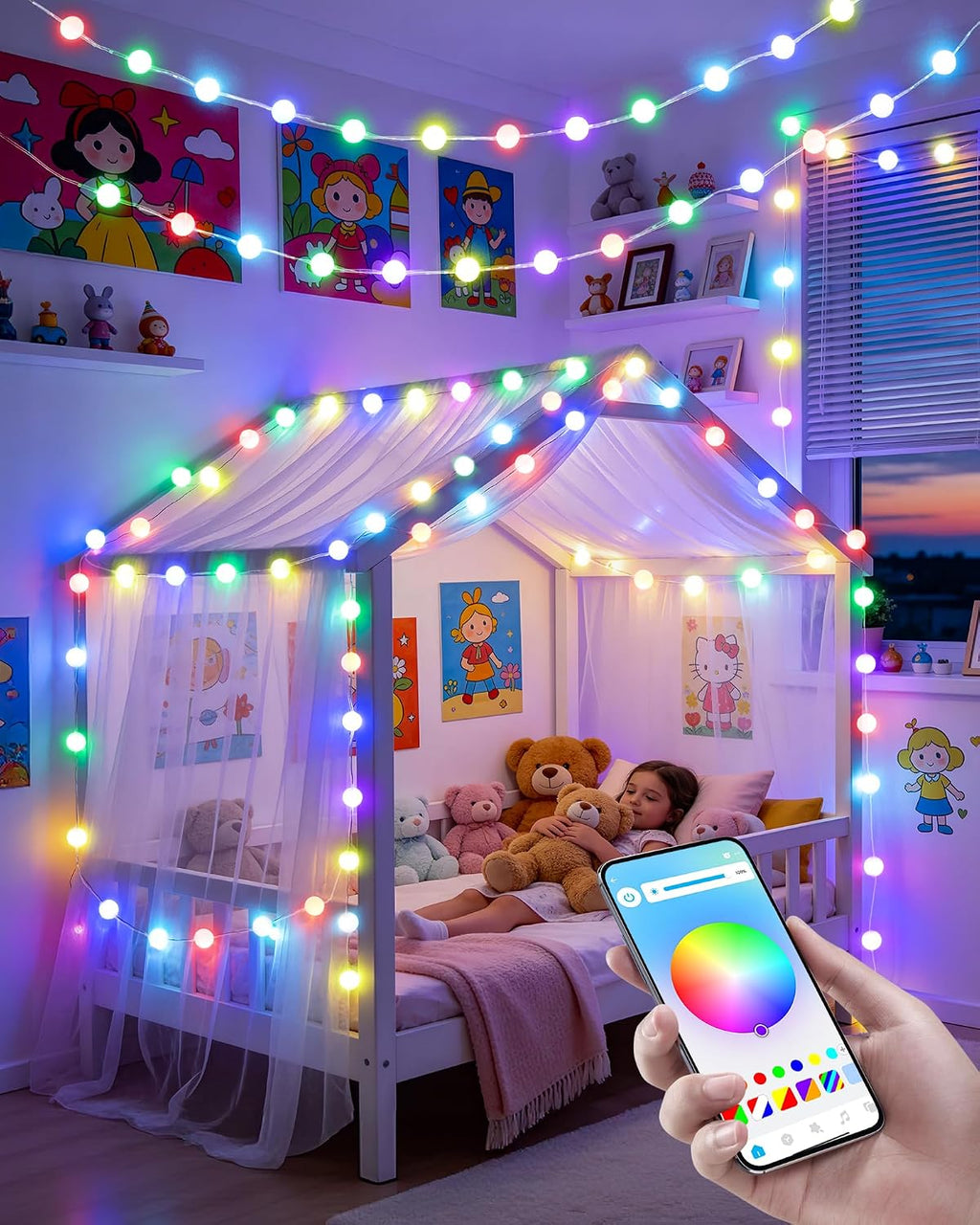 JMEXSUSS Smart Globe String Lights for Classroom Dorm, RGB Fairy Lights