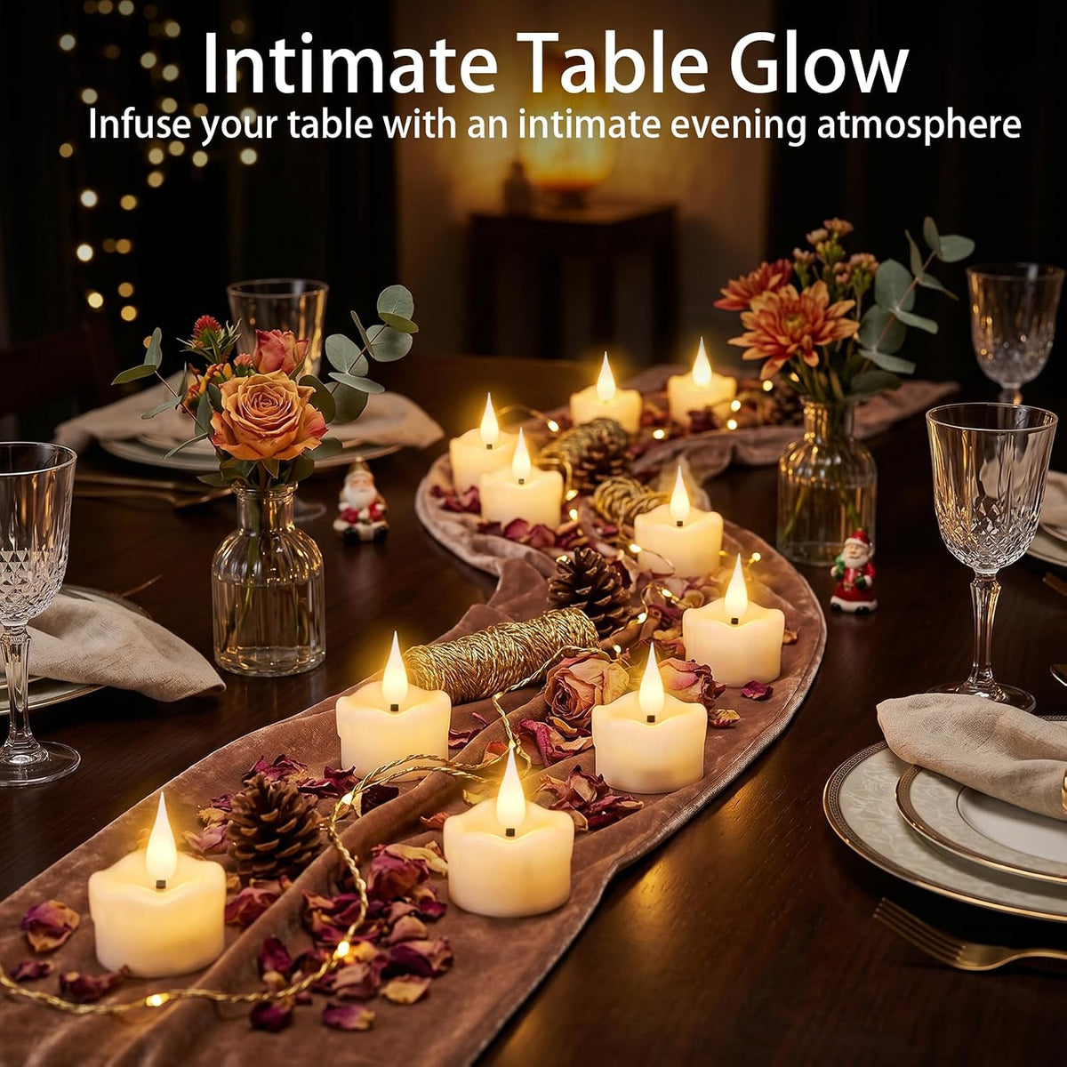 12 Pack Flameless Tea Light Candles with 6 hours Timer, 200+ Hours Long Lasting Battery Operated tealight, Real Wax Flickering Candles for Votive Wedding Centerpiece Table Decor Halloween Christmas