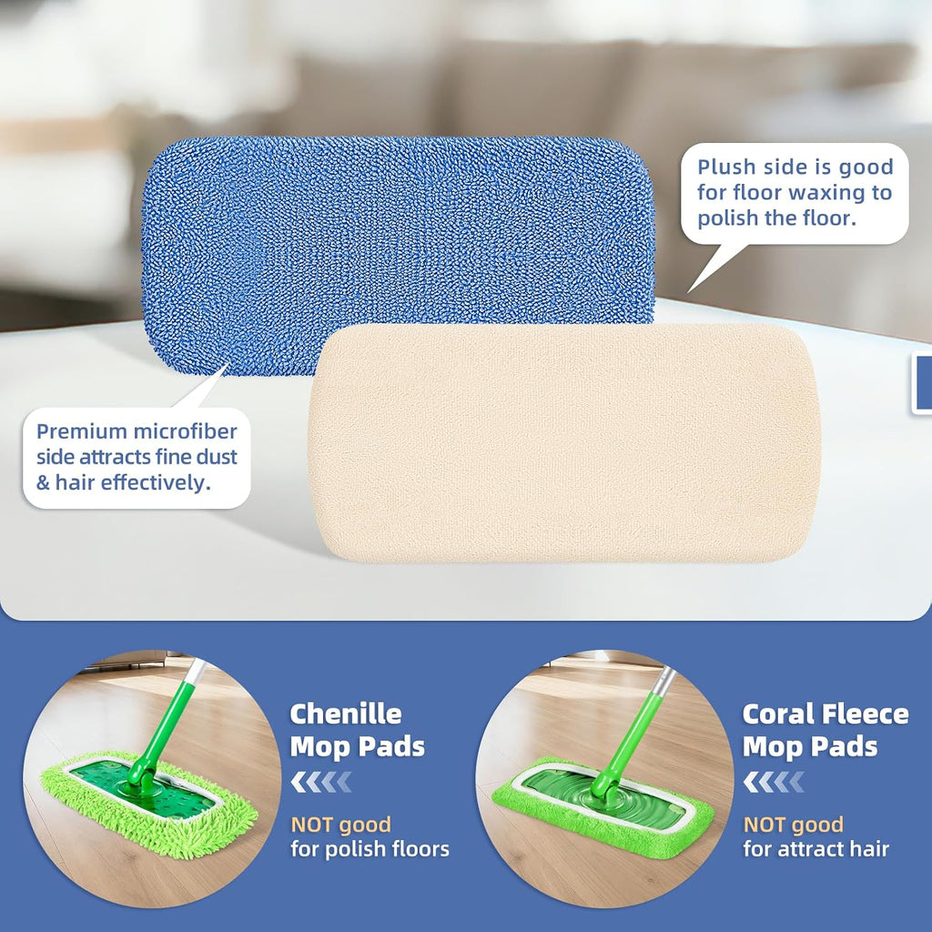3 Pack Dual-Sided Reusable Mop Pads Fit for Swiffer Sweeper