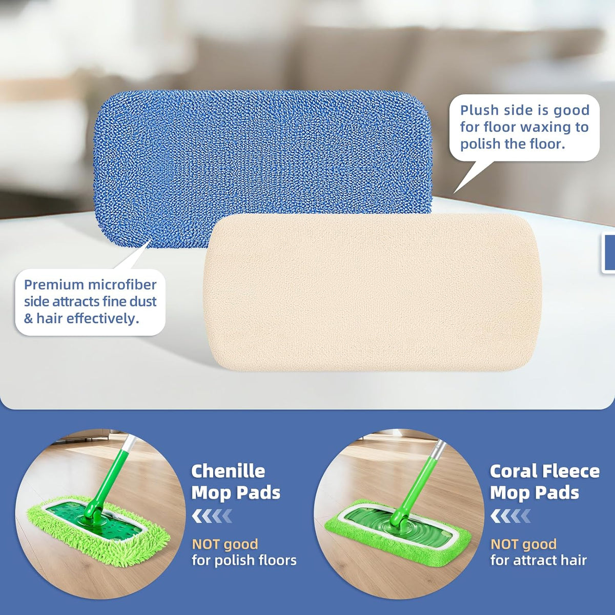 3 Pack Dual-Sided Reusable Mop Pads Fit for Swiffer Sweeper