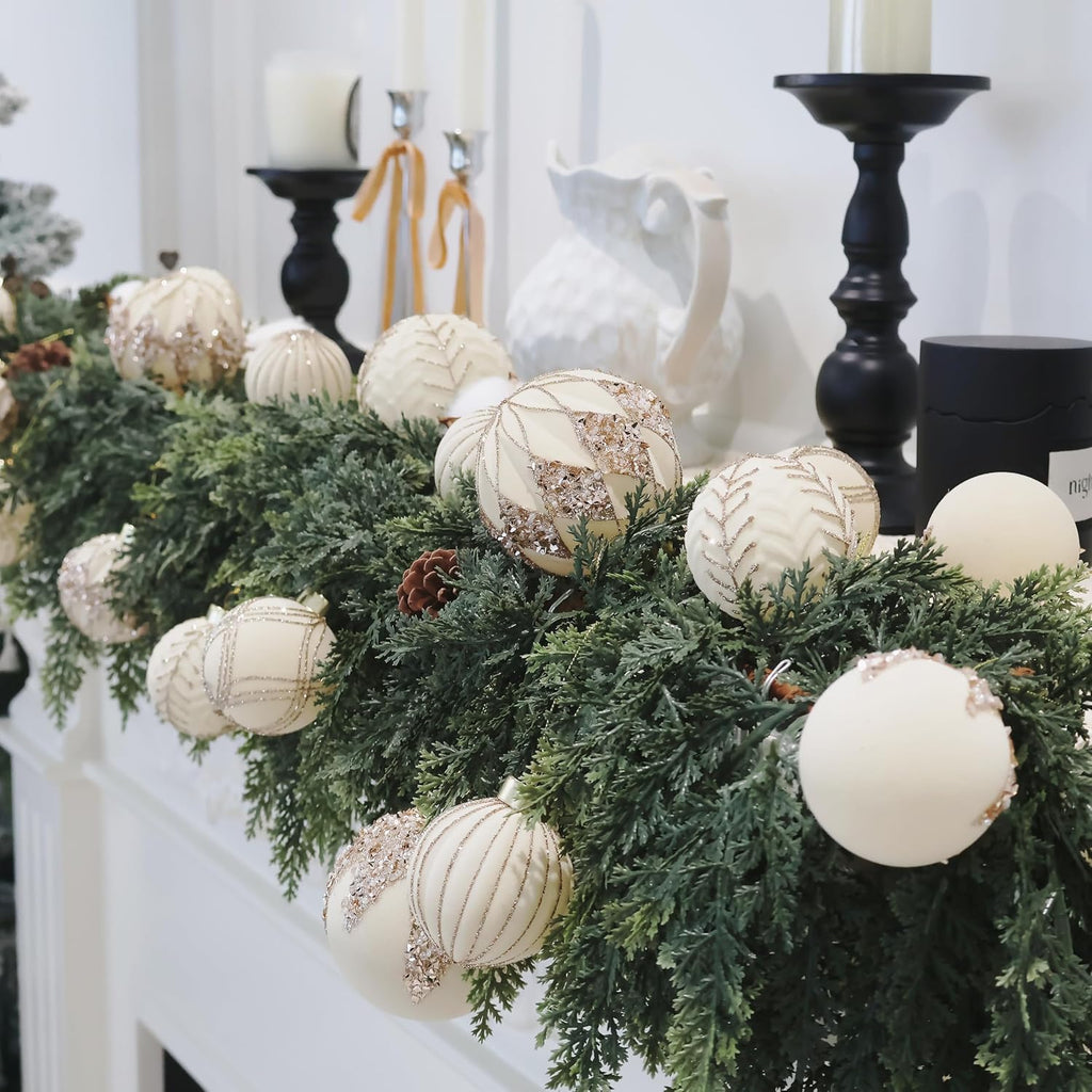 3.15IN Velvet Ornaments for Christmas Tree, 12pcs Flocked Ornaments Balls