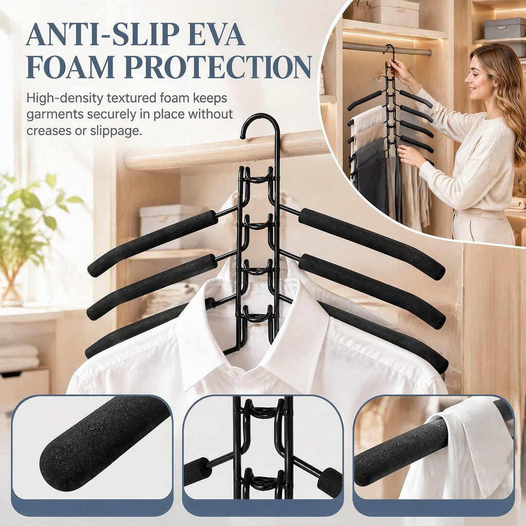 Space Saving Hangers 2 Pack, 5-Tier Detachable Clothes Hangers