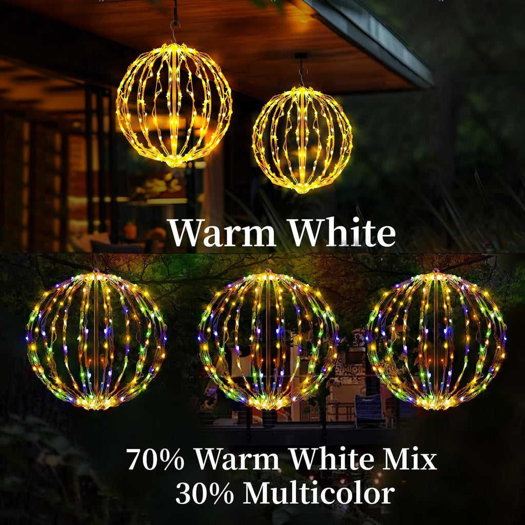3 Pack Christmas Light Balls, 16 Inch Foldable Sphere Decor, Multicolor