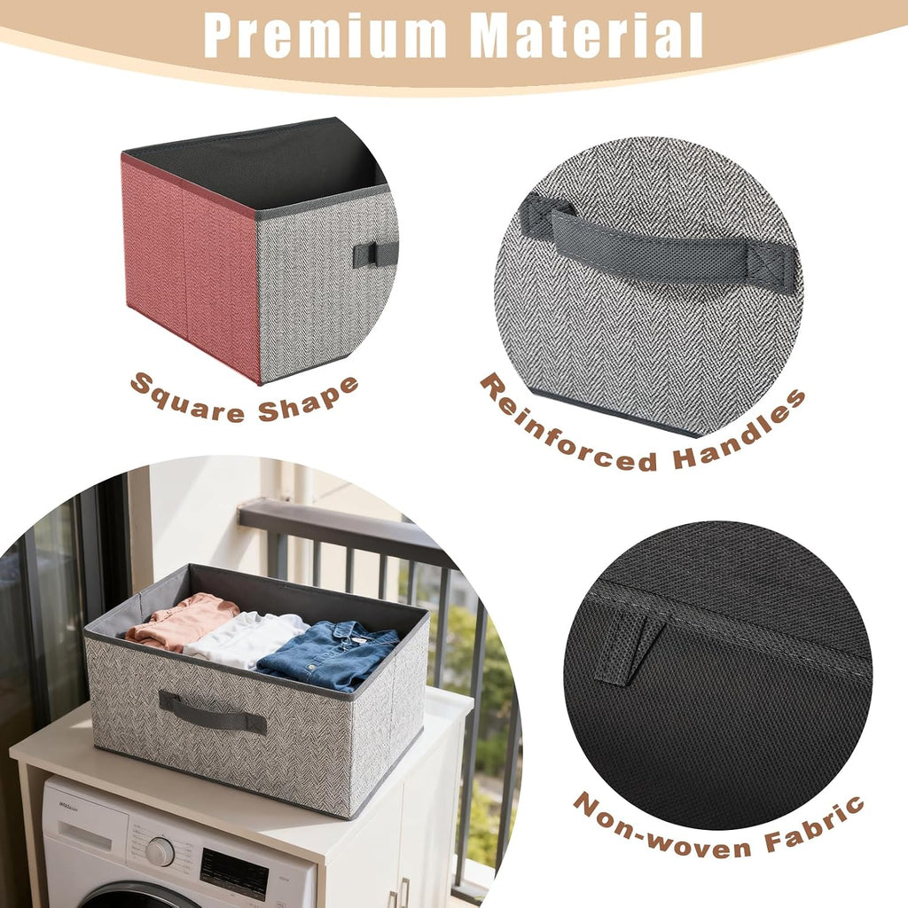 DAYARD Fabric Bins [1-Pack], Foldable Cube Baskets Storage Boxes for Shelves, Closet, Bookshelf, Nursery Organizer Containers (grey, medium)