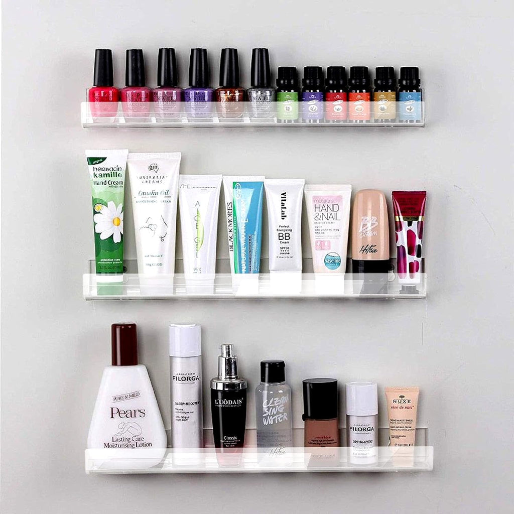 8 Pack 15 Inch Clear Acrylic Floating Wall Shelves, Kids Bookshelf