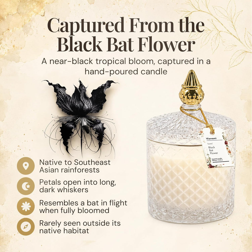 VIONAMI Black Bat Rare Flower Fragrance Luxury Scented Candle Gift