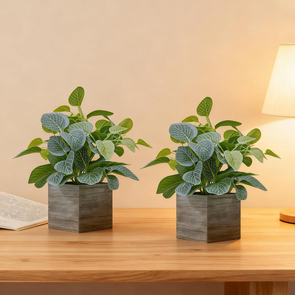 12" Medium Fake Eucalyptus Plants Set of 2, Desk Plant for Indoor Decor