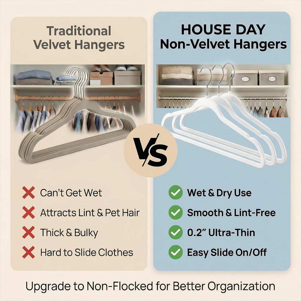 HOUSE DAY Ivory Plastic Hangers 20 Pack - Ultra-Thin Heavy Duty Non-Velvet
