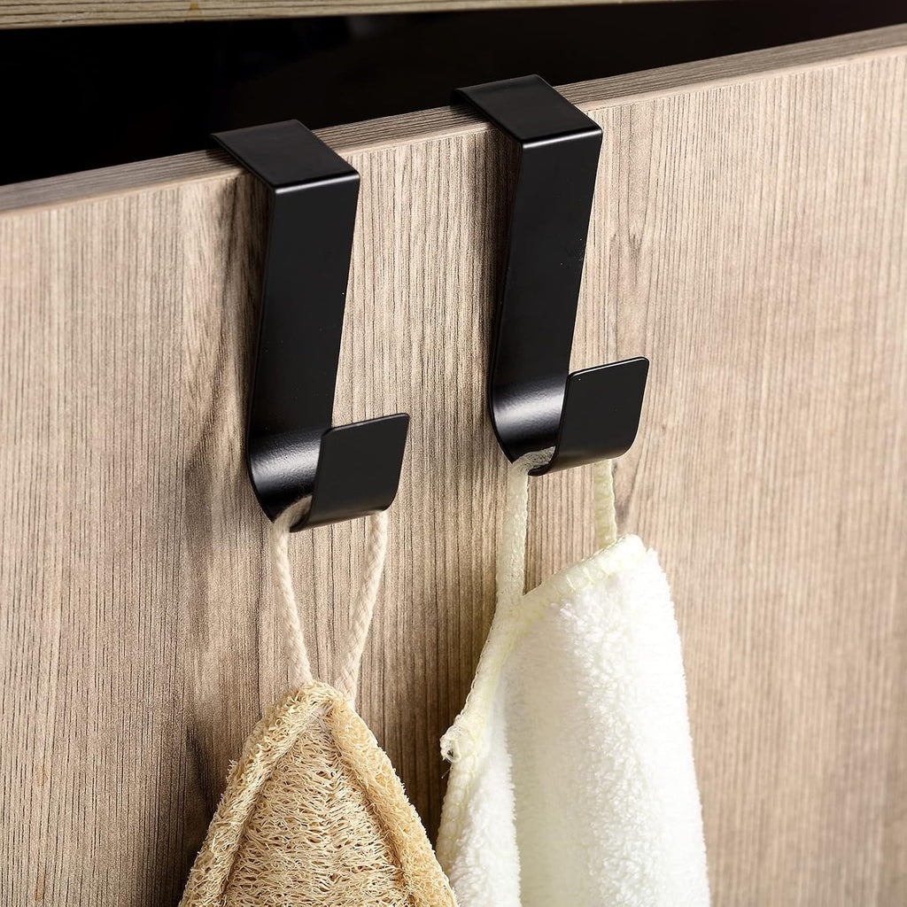 Hotop 12 Pcs Over Door Hooks for Hanging Metal Z Shaped 1 Inch, Black