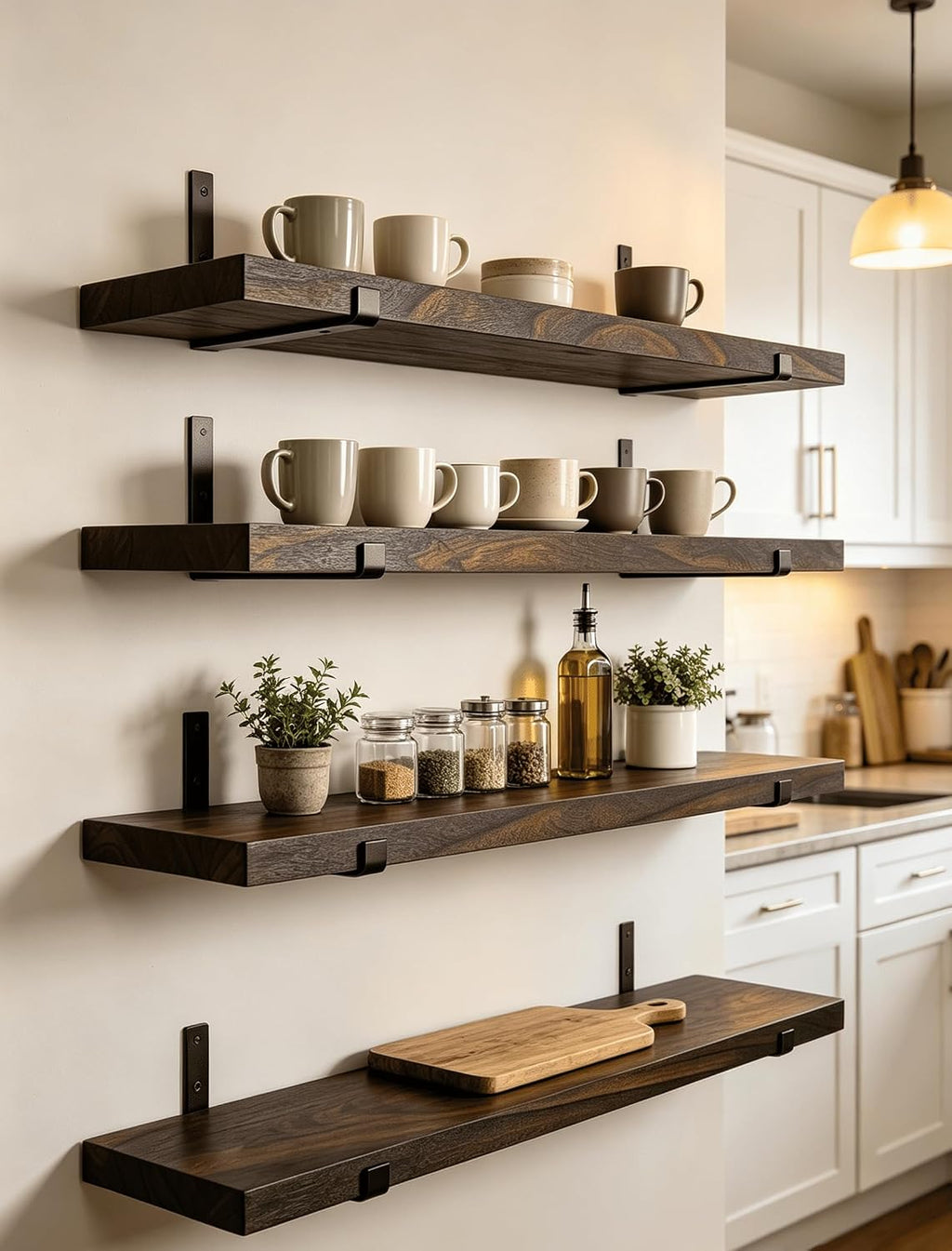 Rustic Wood Floating Shelves Farmhouse Wooden Wall Shelves for Bathroom Bedroom Living Room Kitchen Office Set of 4 Brown 24 Inch