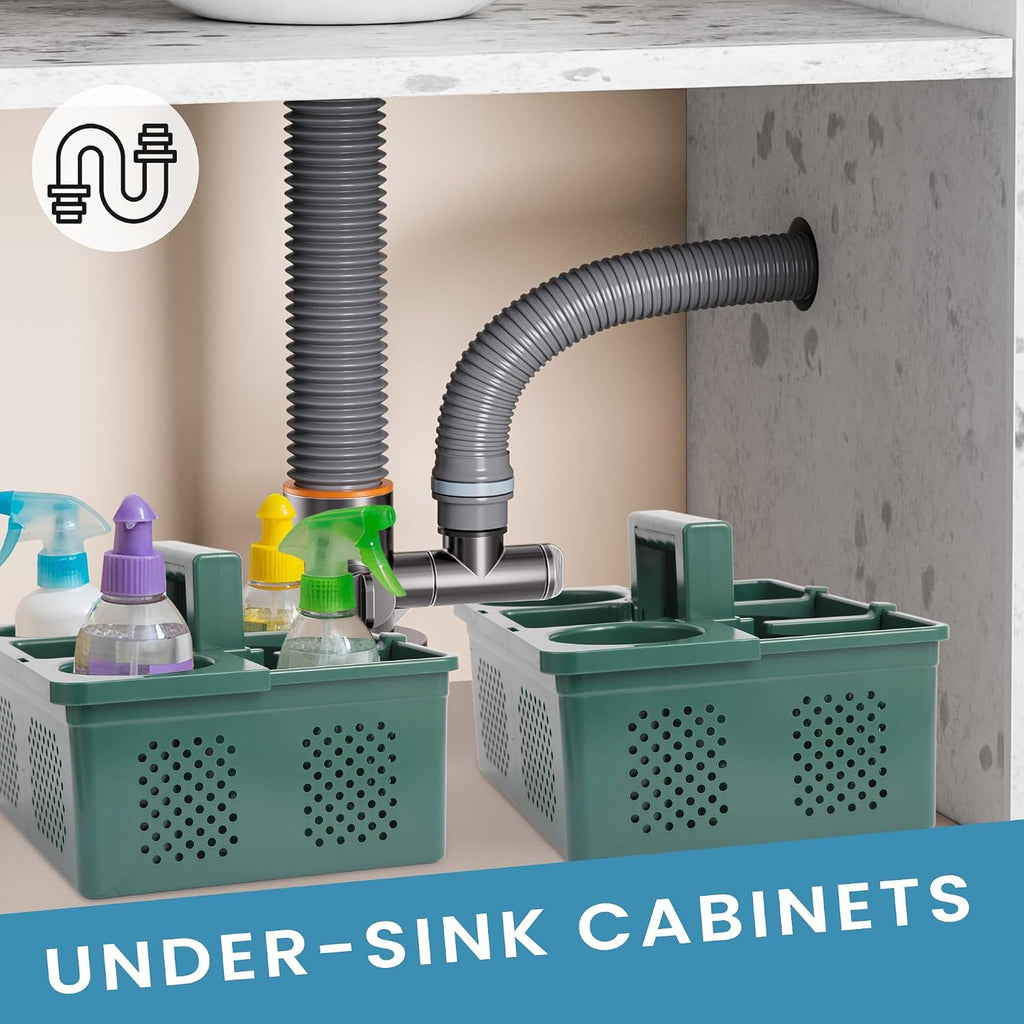KMV Portable Shower Caddy Dorm: Features handles and adjustable compartments，Ventilation and Drainage Hole Design Cleaning Basket，ideal for toiletries， Essential for college dorms-green