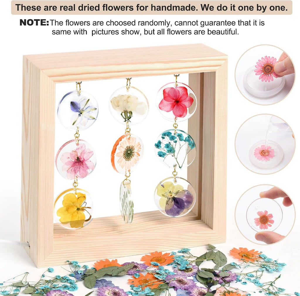 SMUK Dried Flower LED Table Lamp, Handmade Aesthetic 3 Way Dimmable Decorative Pressed Flower Desk Lamp with Wood Frame for Bedroom, Living Room, Office, Desk, Table Unique Bedside Lamps