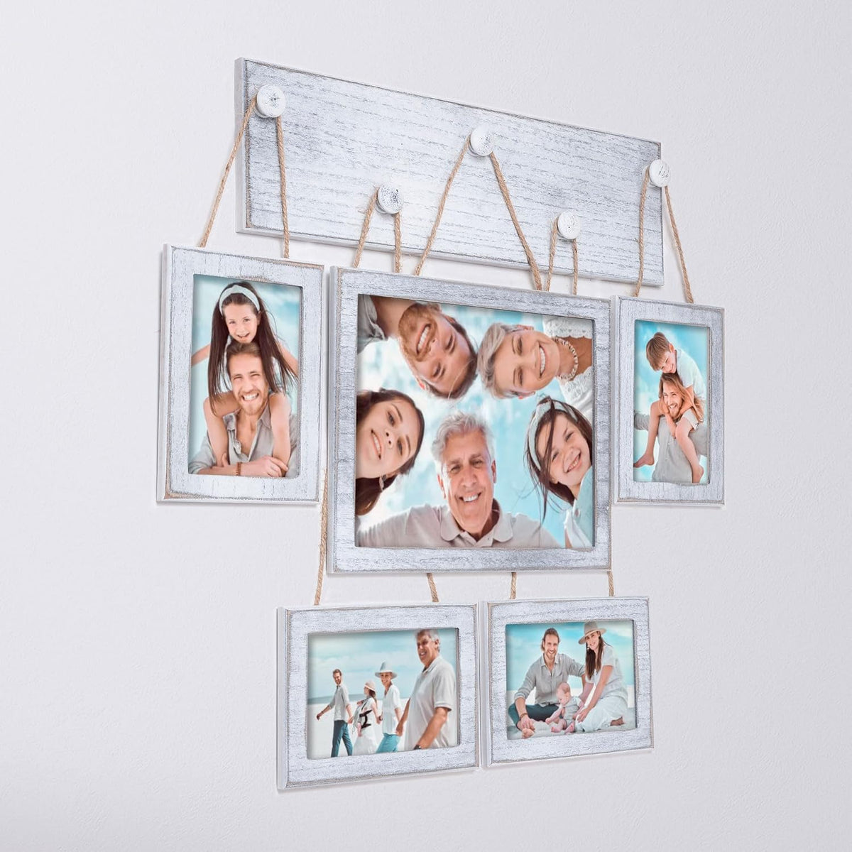 Collage Picture Frames 4x6 Set of 5 for Wall – Rustic White Farmhouse