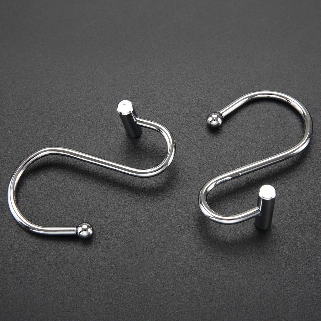 Silver Shower Curtain Hooks,Rust Proof Shower Curtain Rings for Bathroom,Chrome T-Bar Metal Decorative Shower Curtain Hooks Hangers for Shower Curtain Rod,Set of 12