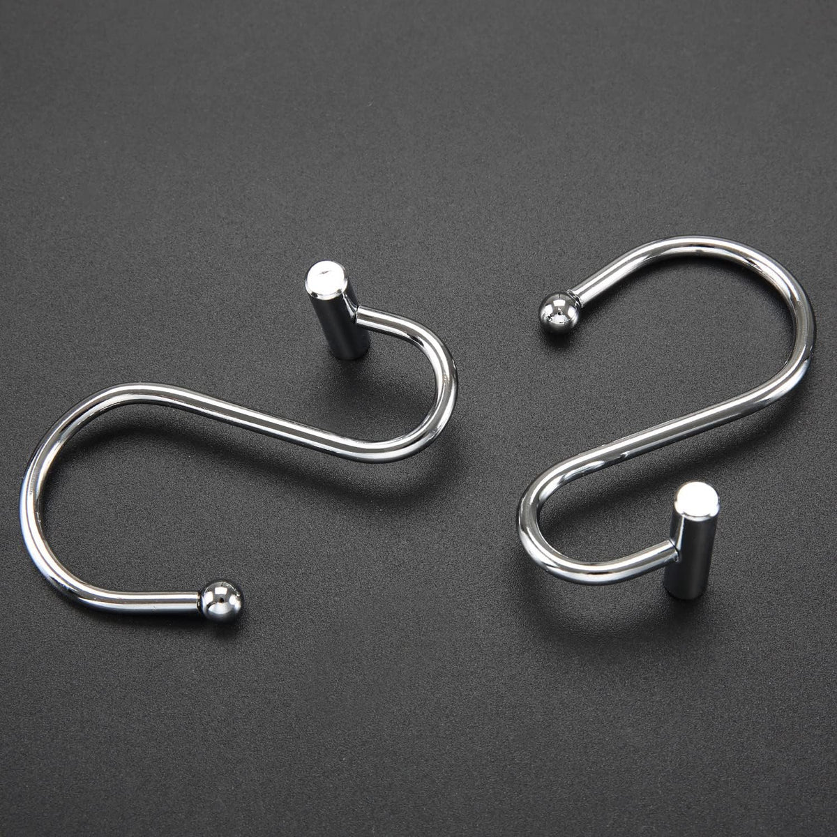 Silver Shower Curtain Hooks,Rust Proof Shower Curtain Rings for Bathroom,Chrome T-Bar Metal Decorative Shower Curtain Hooks Hangers for Shower Curtain Rod,Set of 12