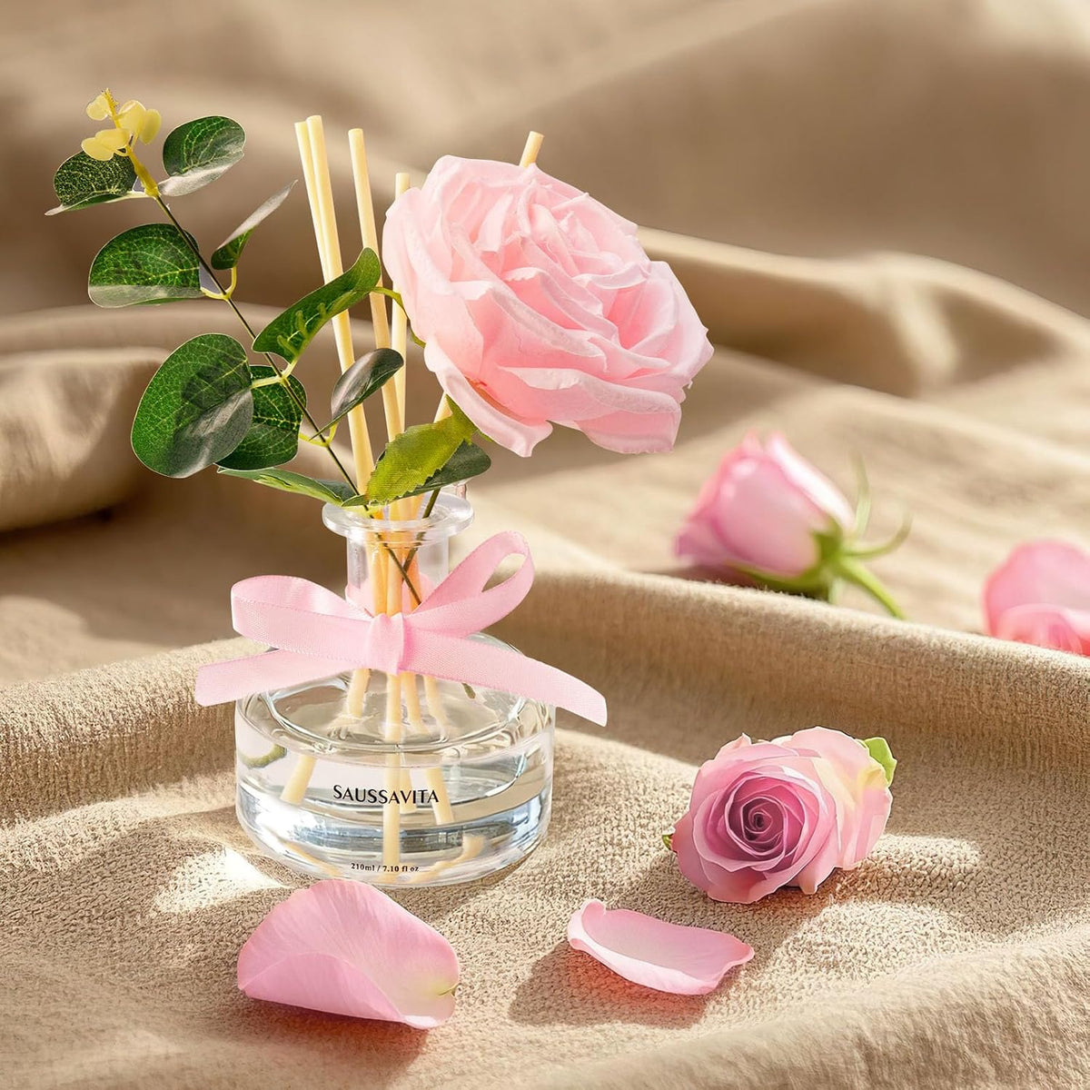 Reed Diffuser Set 7.10 oz Rose Scented Room Air Freshener for 120 Days