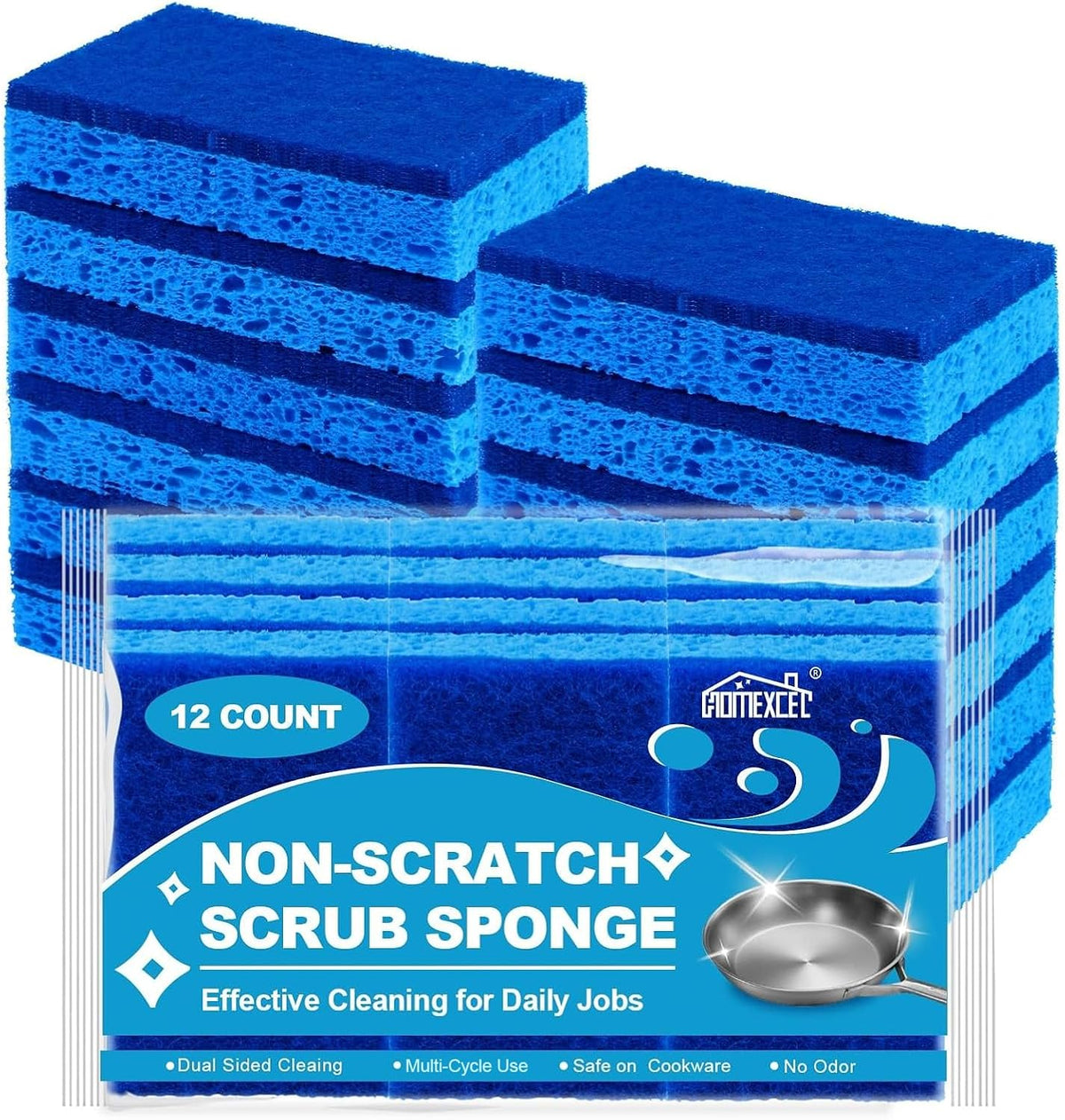 HOMEXCEL Sponges Kitchen 12 PK, Non-Scratch Dish Sponge for Cleaning Dishes