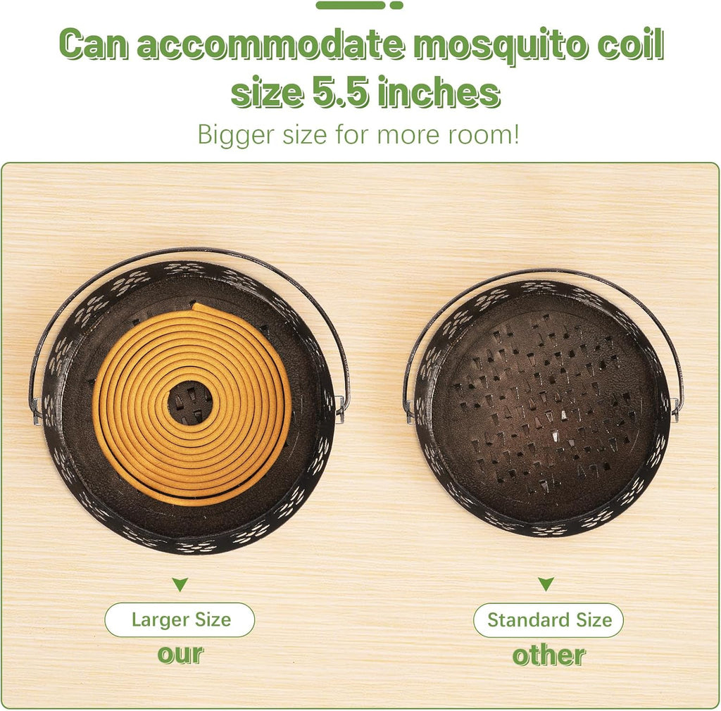 Portable Iron Mosquito Coil Holder with Handle, Bronze
