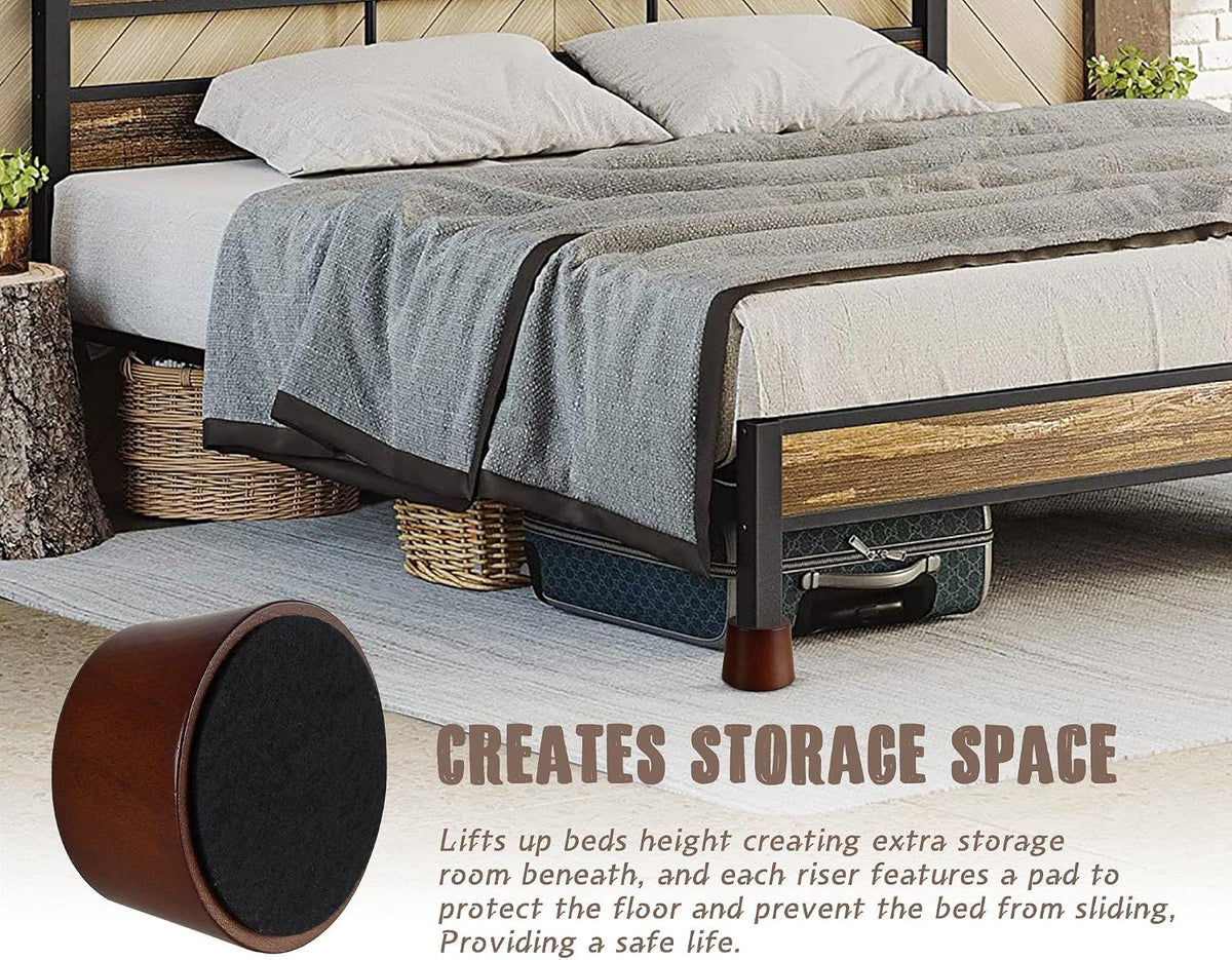 2 inch Wood Bed Risers Set of 4, Round Furniture Risers for Couch & Chair